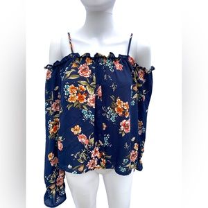 Rue21 XL blue floral blouse